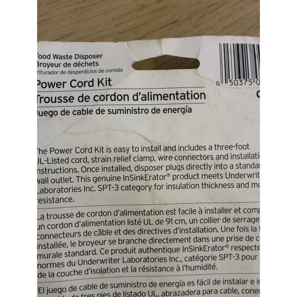 InSinkErator Garbage Disposal Power Cord Kit, CRD-00 Black Plumbing Kitchen Sink - Picture 6 of 6